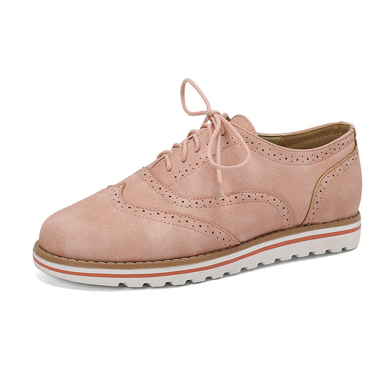 Women's Brogue Burnt Shoes - Classic Wingtip Oxfords for Spring & Autumn