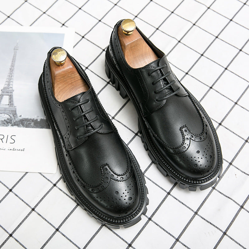 Men's Classic Brogue Leather Dress Shoes - Premium Business Formal Footwear