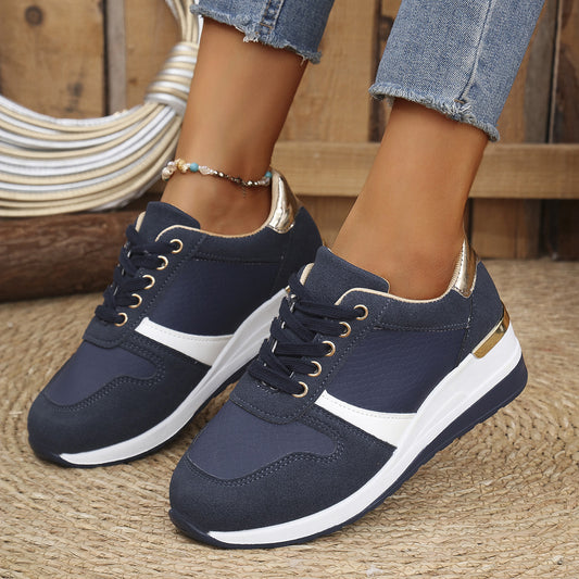 Women's Plus Size Casual Sneakers - Lace-Up Comfortable Athletic Shoes