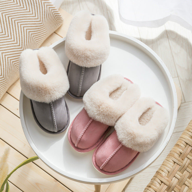 Women's Household Plush Slippers - Warm Cotton Shoes for Autumn & Winter