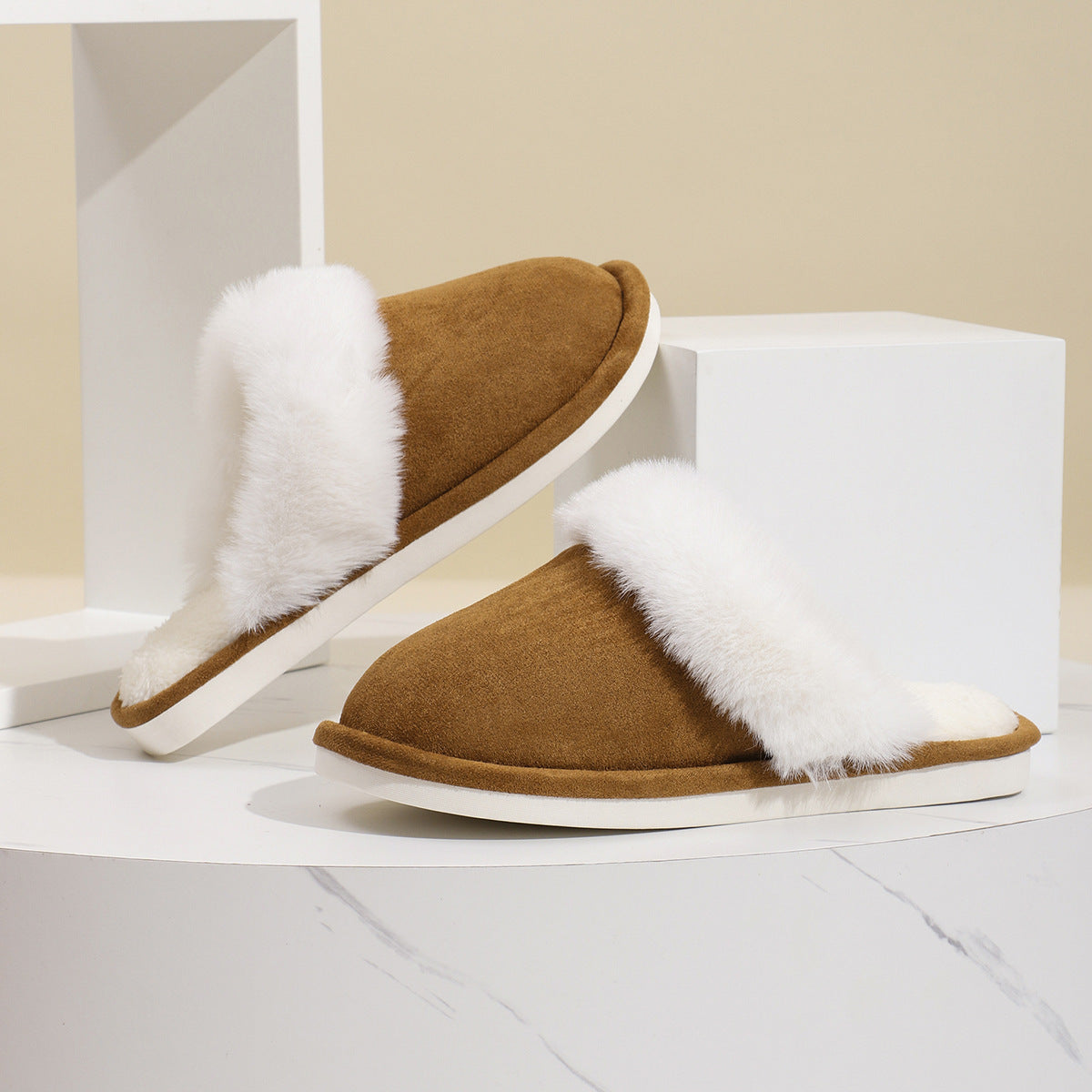 Winter Warm Plush Slippers - Soft Fuzzy Indoor House Shoes for Couples