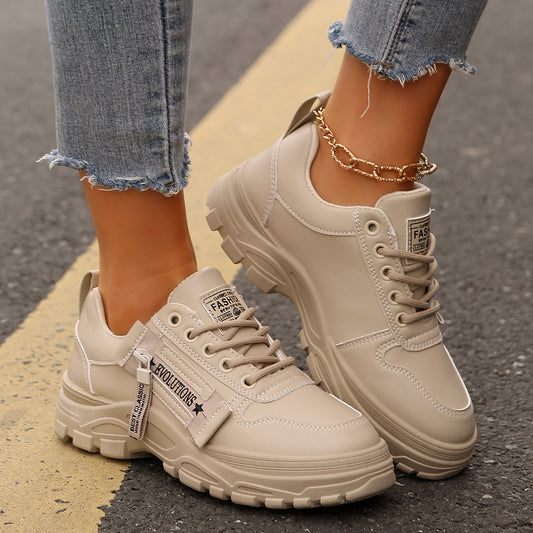 Women's Side-Zipper Sports Shoes - Fashion Thick-Soled Sneakers