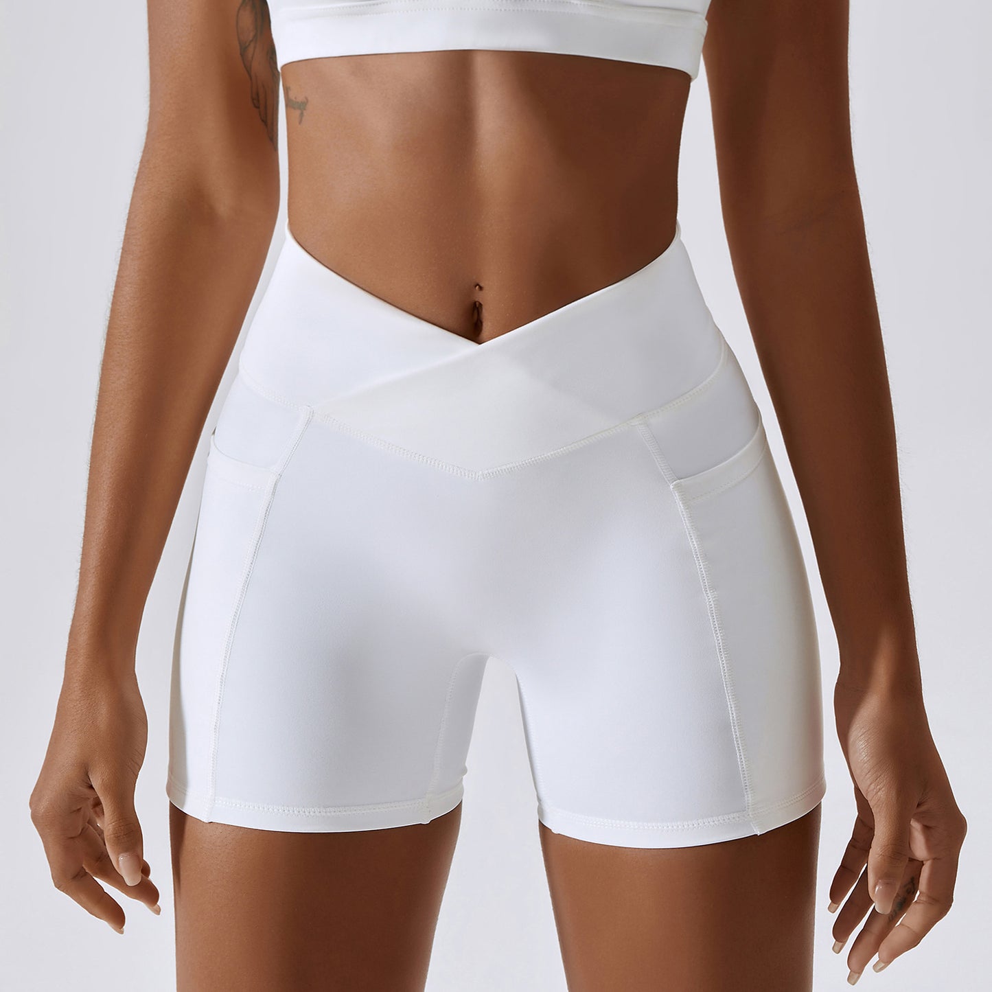 Women's Cross Waist Running Fitness Shorts - Stylish Athletic Tights