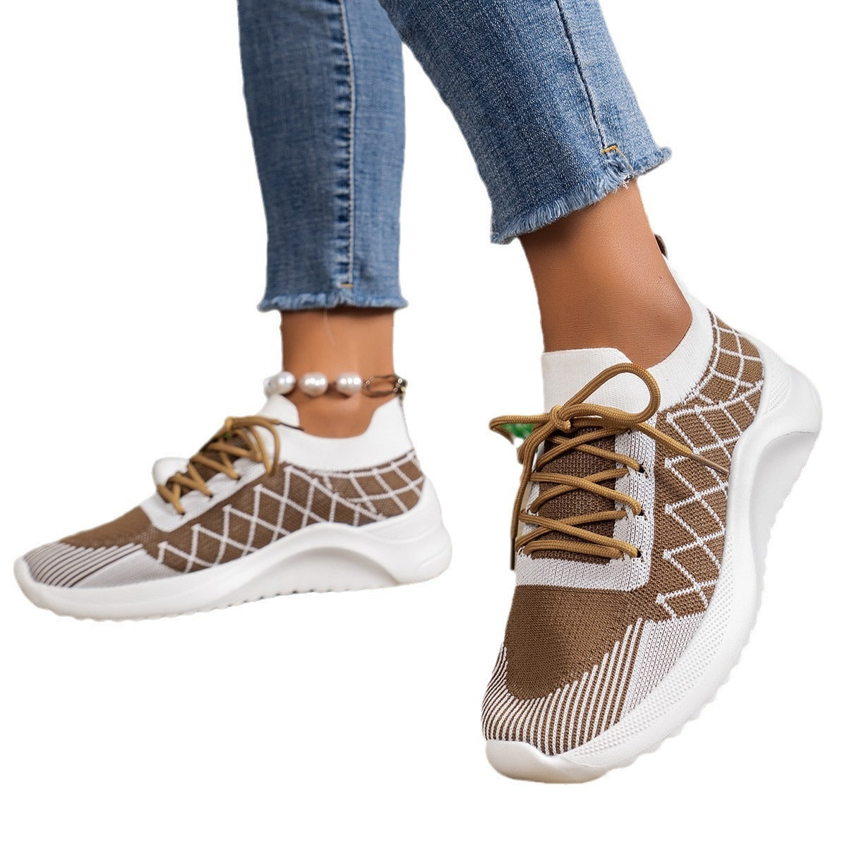 Women's Plus Size Flyknit Running Sneakers - Casual Athletic Shoes