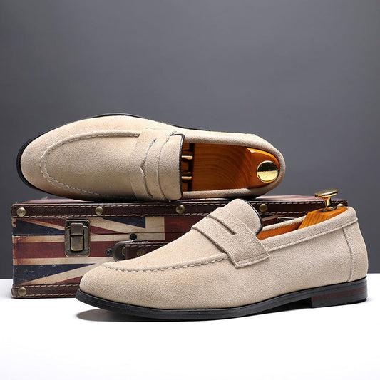 Nubuck Leather Lazy Shoes - Slip-On Casual Loafers for Men