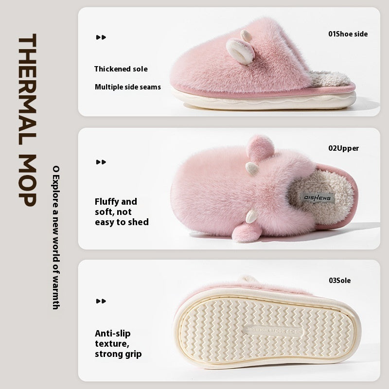 Women's Warm Indoor Slippers - Non-Slip Floor House Shoes for Autumn & Winter