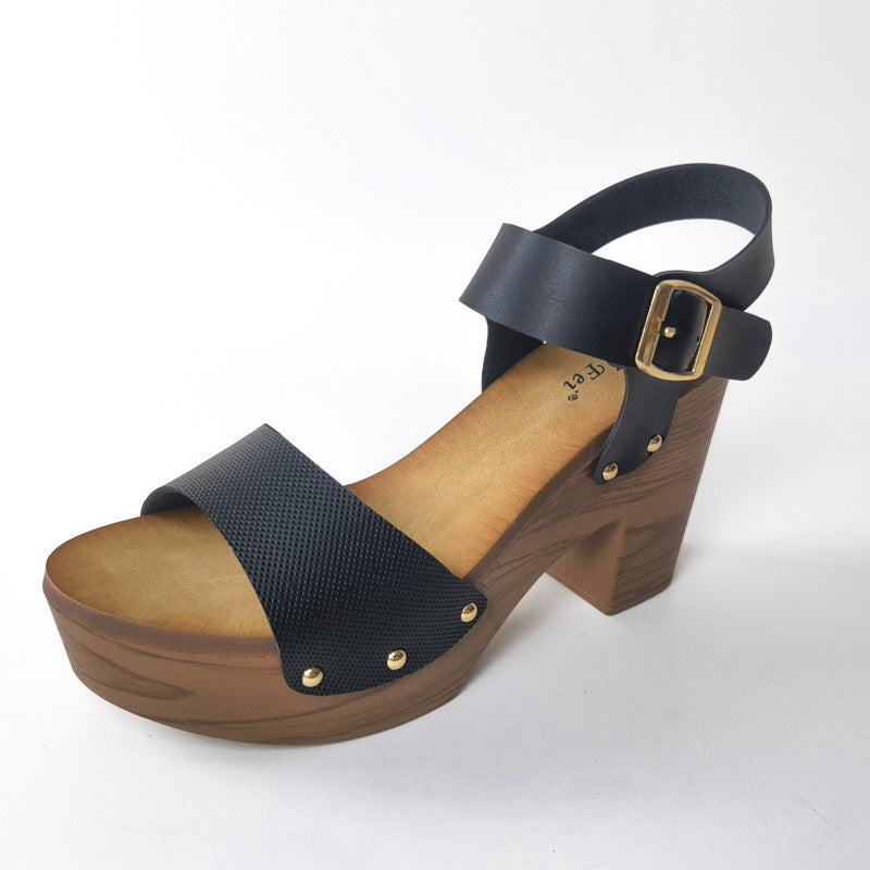Women's Chunky Heel Ankle-Strap Sandals - High Heel Secure Fit Shoes
