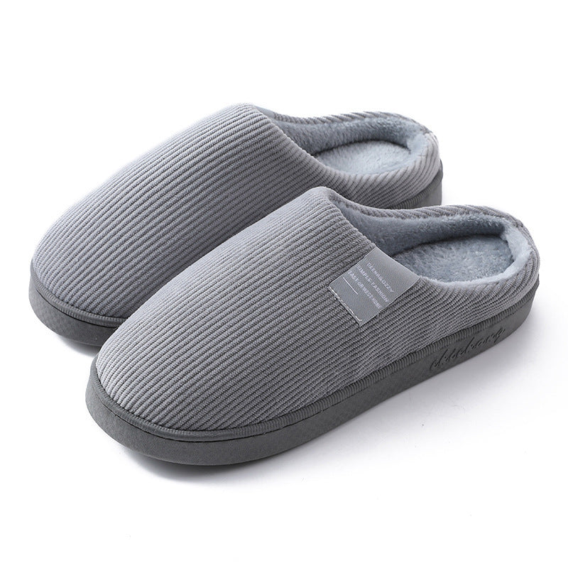 Indoor Corduroy Slippers - Warm Plush Anti-Slip Bedroom Shoes for Autumn & Winter