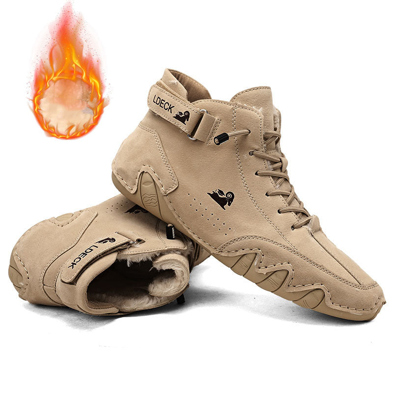 Men's Suede Ankle Boots - Fashion Lace-Up Velcro Sneakers for Autumn Winter