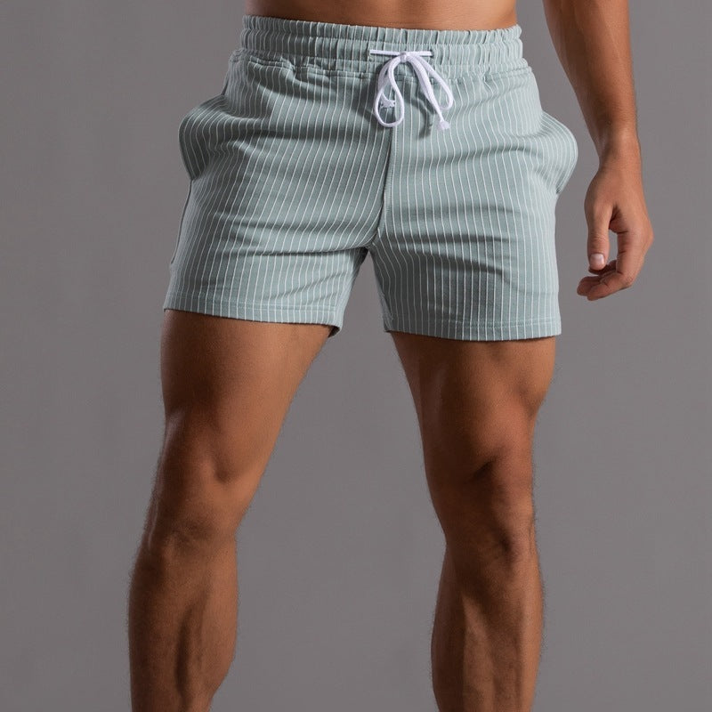 Men's Vertical Stripe Cotton Fitness Running Shorts - Premium Athletic Cotton Shorts