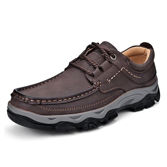 Men's Plus Size Leather Hiking Shoes - Large Outdoor Trail Boots