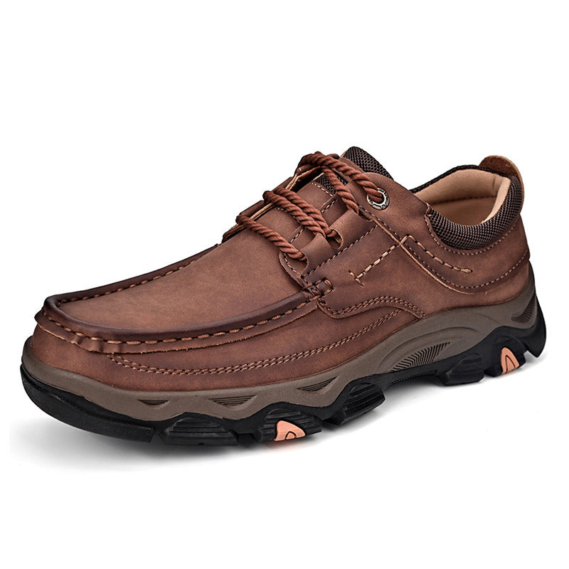 Men's Plus Size Leather Hiking Shoes - Large Outdoor Trail Boots