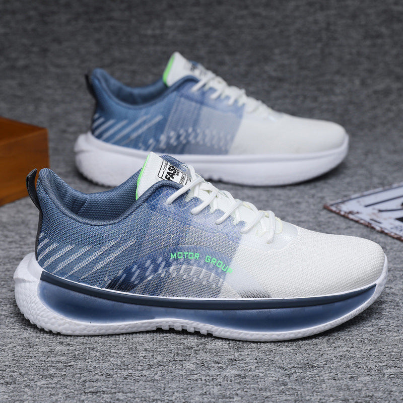 Men's Thick Bottom Mesh Sneakers - Breathable Lace-Up Athletic Shoes