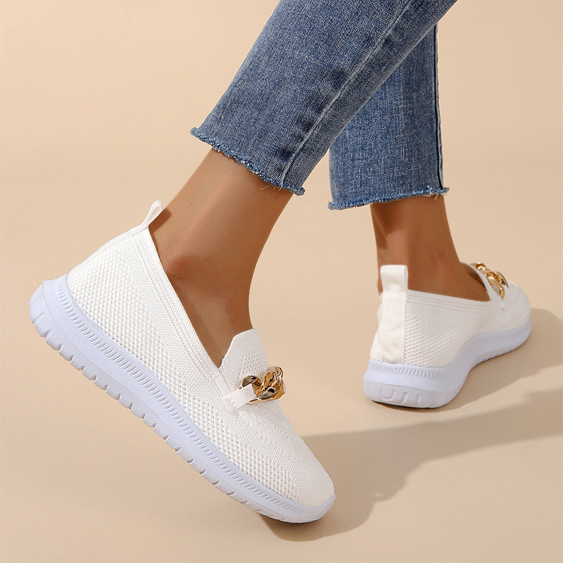 Chain Flats Shoes - Women's Mesh Sports Walking Shoes