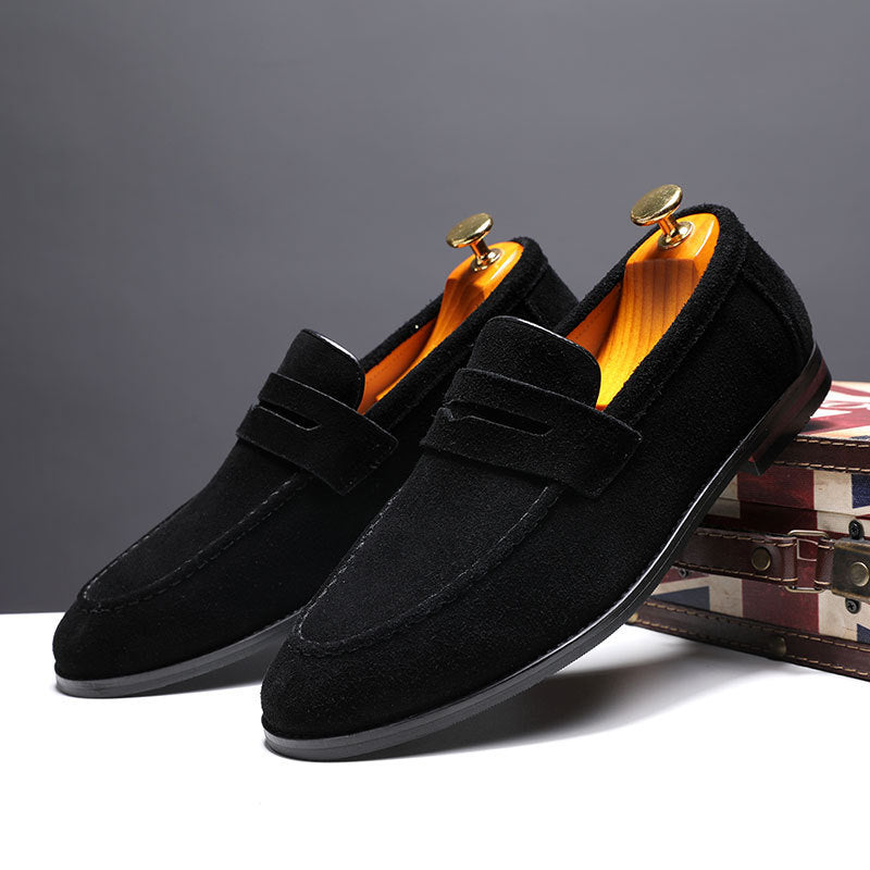 Nubuck Leather Lazy Shoes - Slip-On Casual Loafers for Men