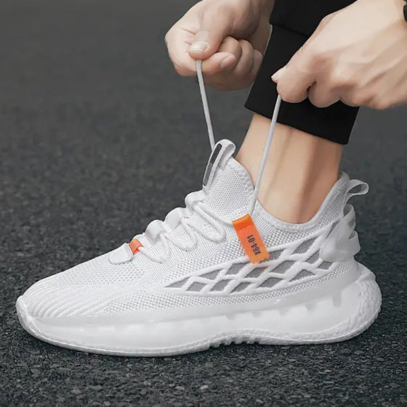 Mesh Lace-Up Running Sneakers - Breathable Athletic Shoes for Men