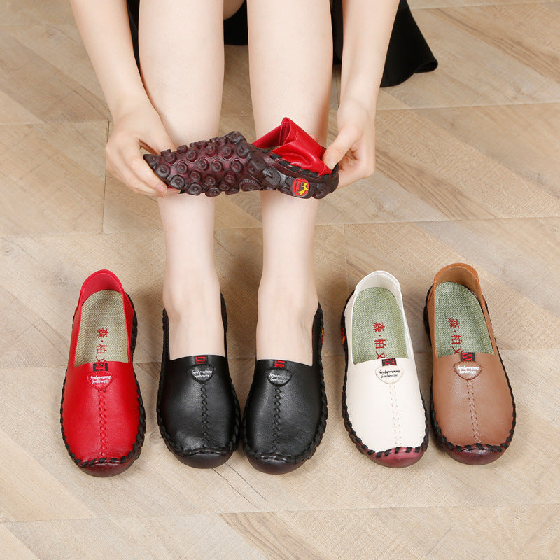 Women's Casual Flat Leather Shoes - Soft-Sole Comfort Shoes for Autumn