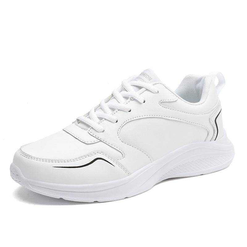 Women's Waterproof Leather Sneakers - Casual Flat Platform Shoes