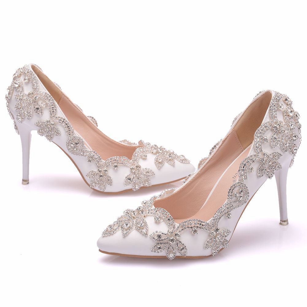 Women's Rhinestone High Heel Shoes - Glamorous Crystal Embellished Heels