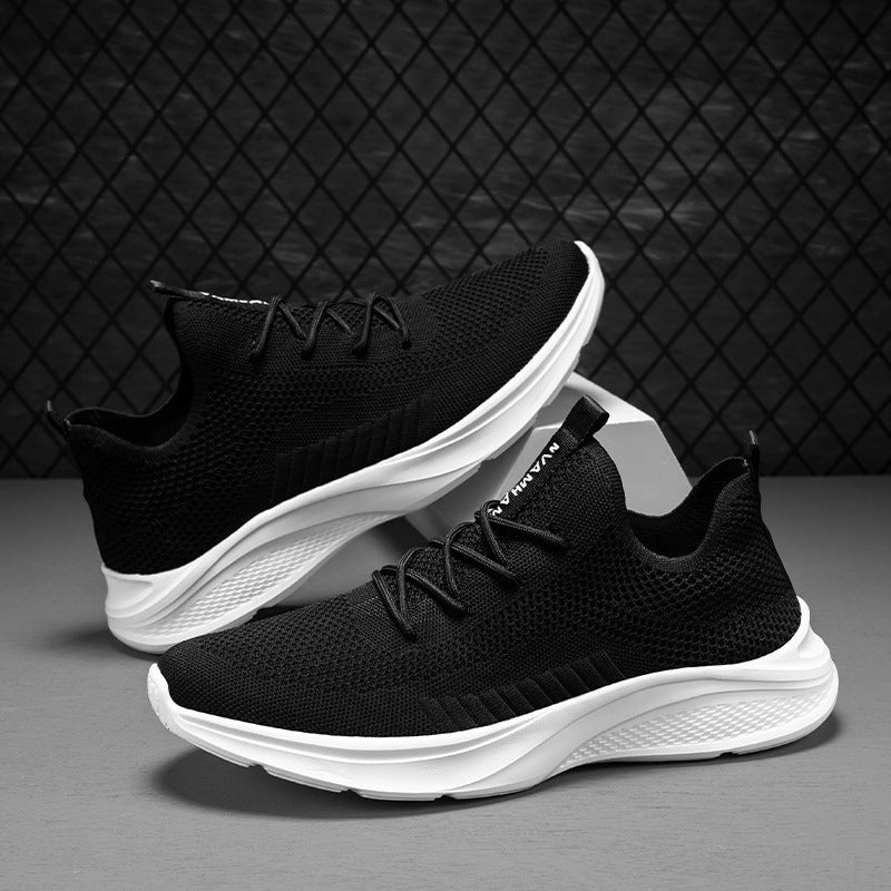 Men's White Mesh Casual Sneakers - Breathable Lightweight Athletic Shoes