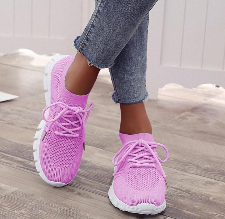 Women's High-Cut Platform Sneakers - Breathable Lace-Up Casual Shoes