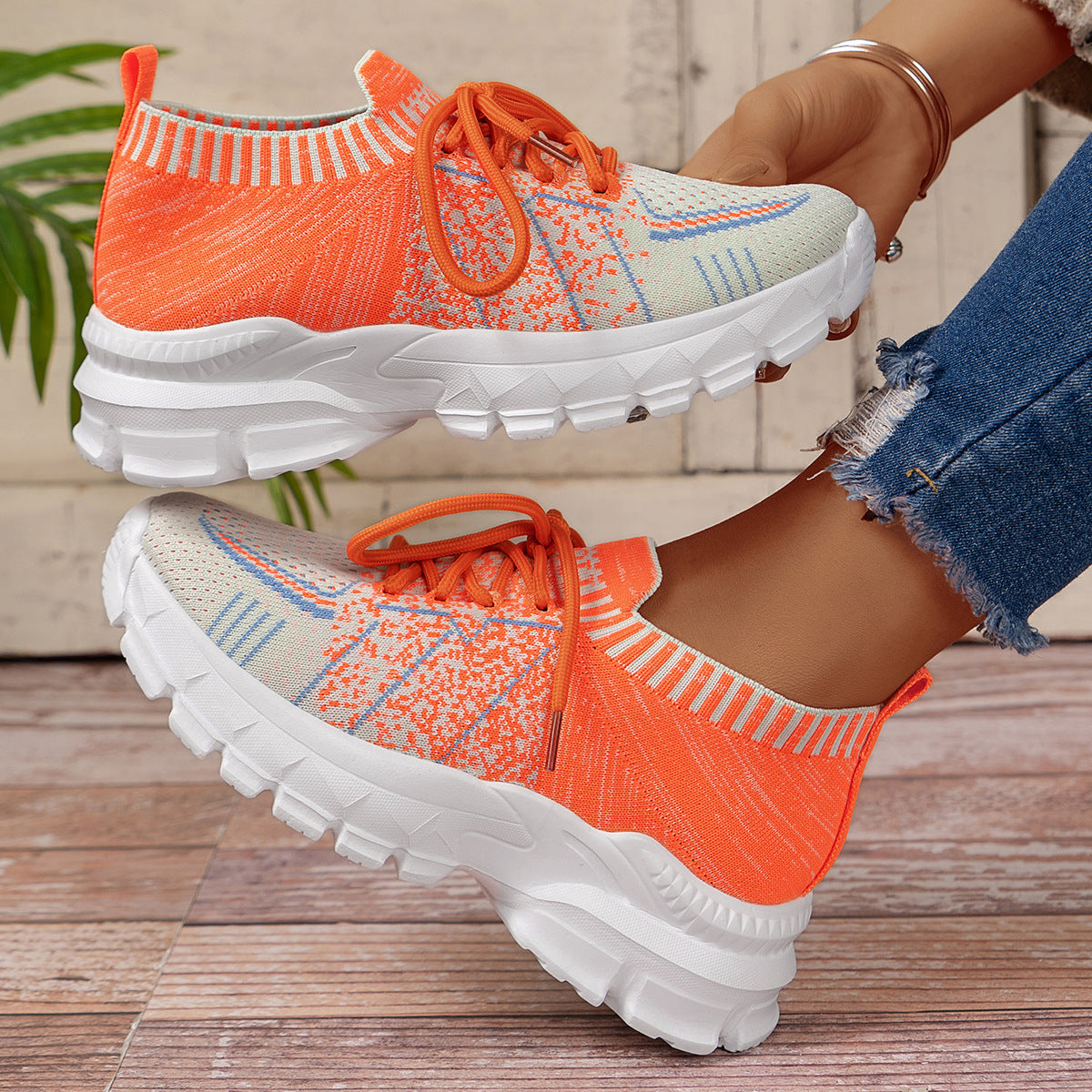 Women's Multi-Color Mesh Sneakers - Plaid Fashion Athletic Shoes