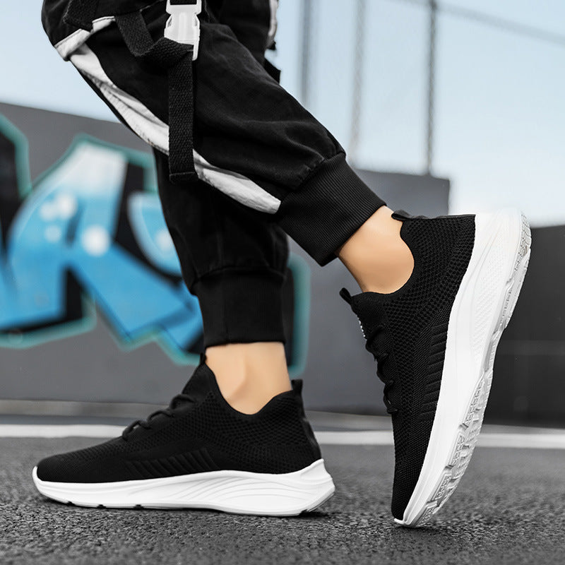 Men's White Mesh Casual Sneakers - Breathable Lightweight Athletic Shoes