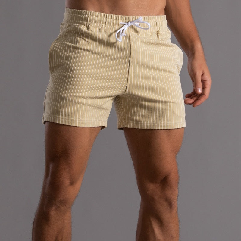 Men's Vertical Stripe Cotton Fitness Running Shorts - Premium Athletic Cotton Shorts