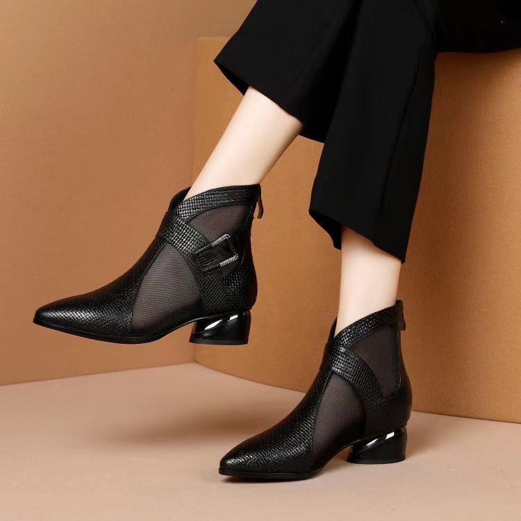 Soft Leather Net Boots - Women's Hollow Out Summer Sandal Boots
