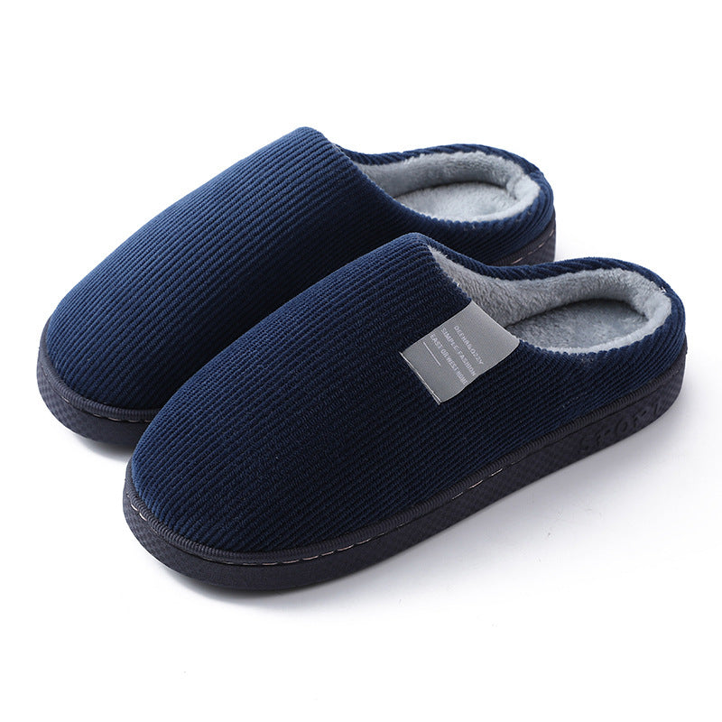 Indoor Corduroy Slippers - Warm Plush Anti-Slip Bedroom Shoes for Autumn & Winter