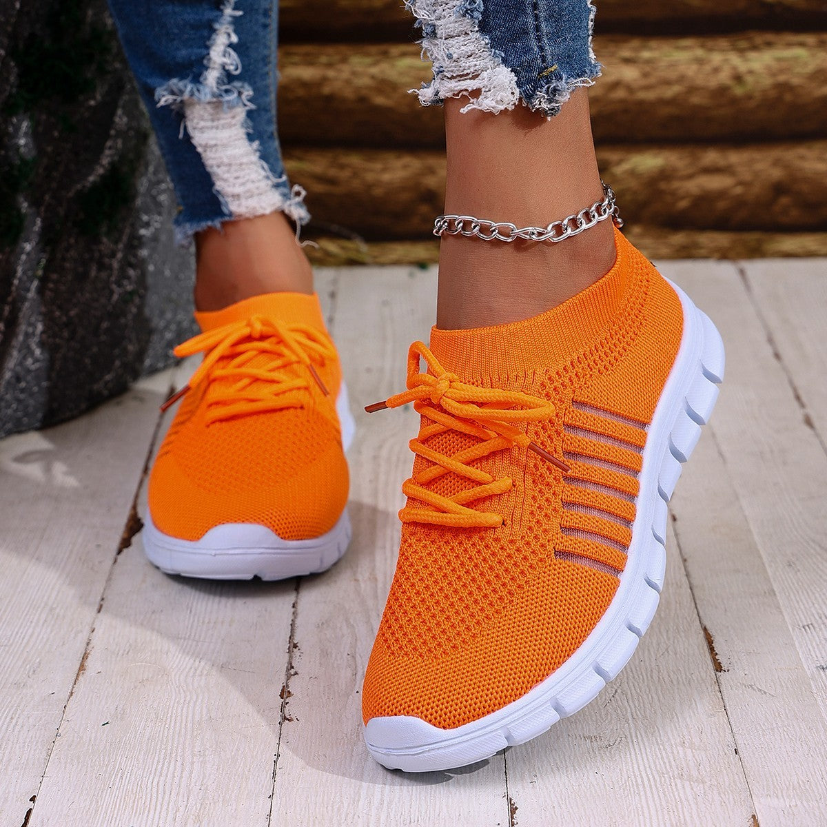 Women's High-Cut Platform Sneakers - Breathable Lace-Up Casual Shoes