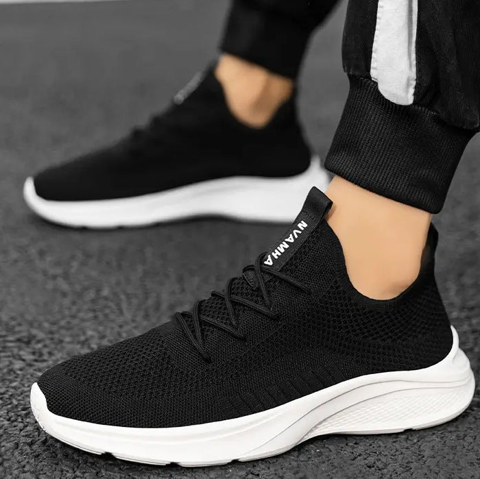 Men's White Mesh Casual Sneakers - Breathable Lightweight Athletic Shoes