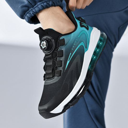 Rotating Buckle Air Cushion Sneakers - Flying Woven Athletic Shoes