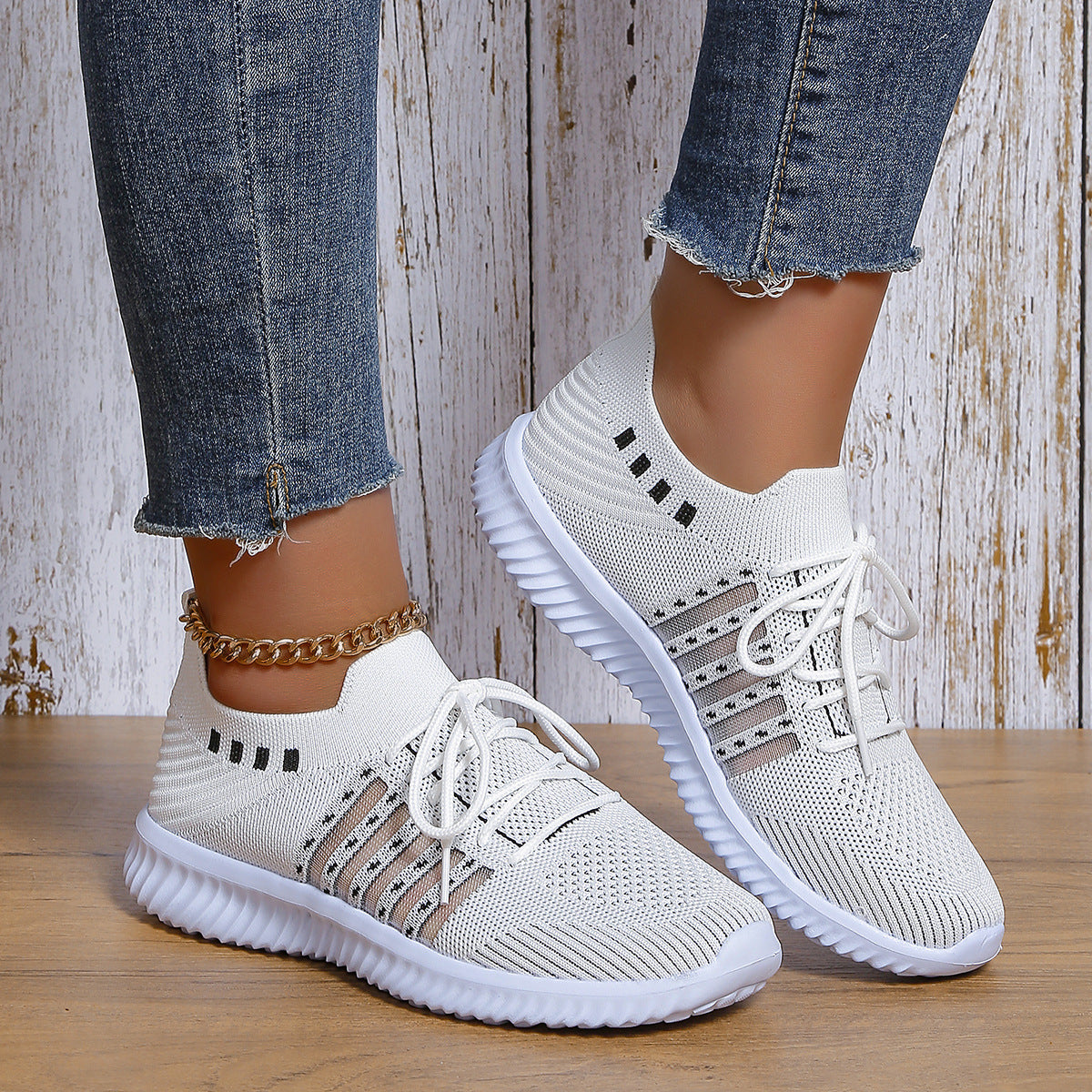 Unisex Breathable Mesh Sneakers - Flyknit Walking Running Shoes
