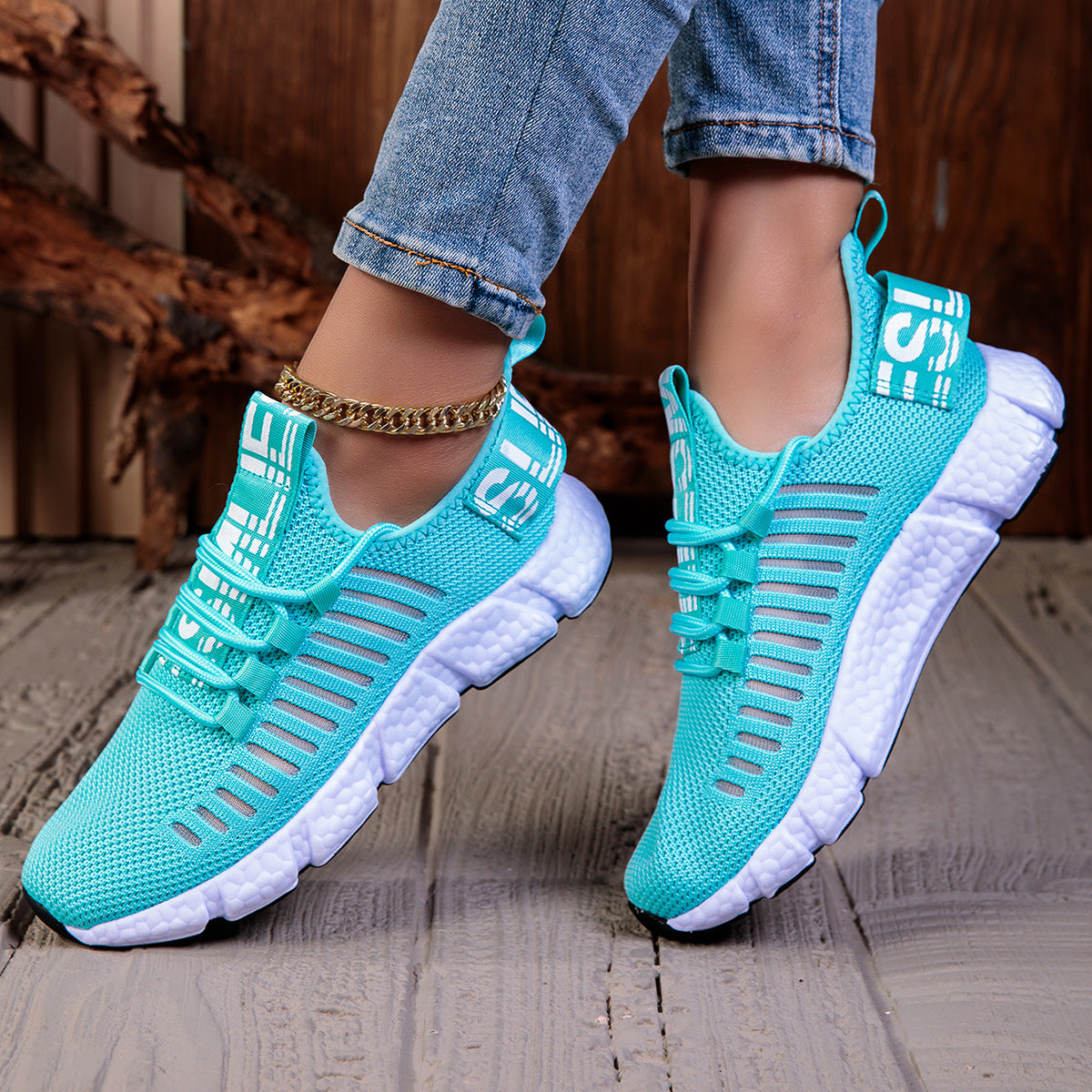 Couple's Breathable Running Sneakers - Hollow Design Casual Athletic Shoes