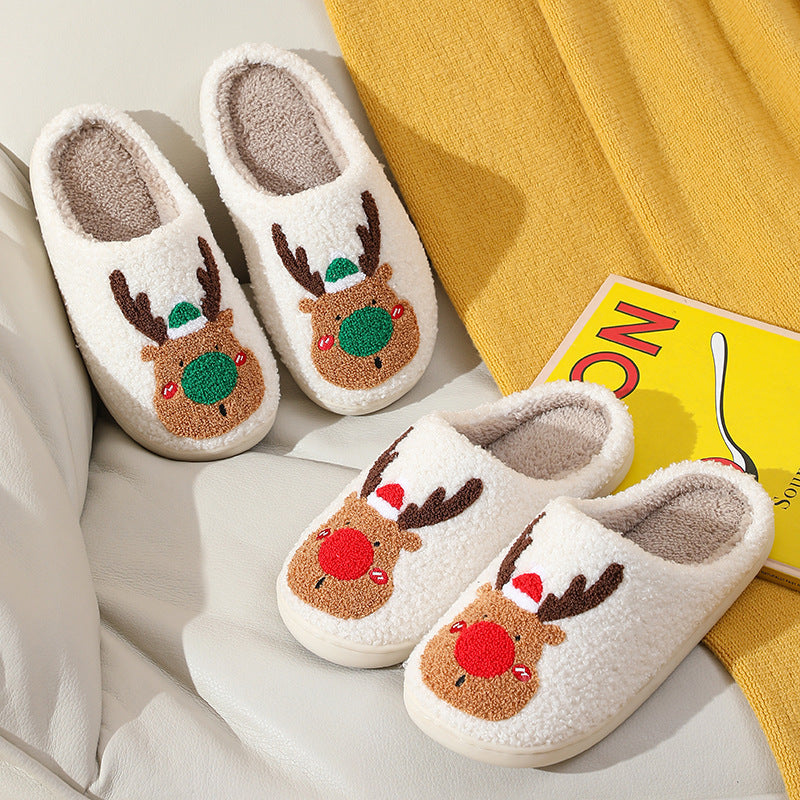 Christmas Elk Slippers - Cozy Winter Home Shoes