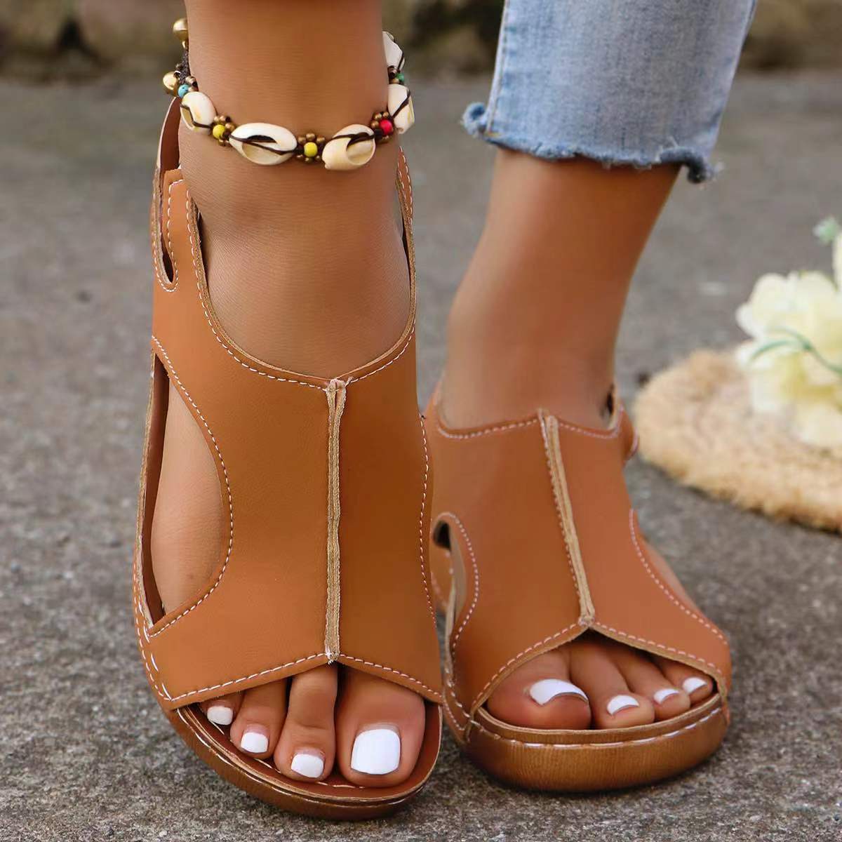Women's Elastic Band Wedge Sandals - Casual Fish Mouth Shoes