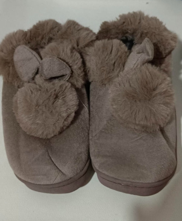 Women's Fluffy Cat Slippers - Warm Thick-Bottom Indoor Cotton Shoes