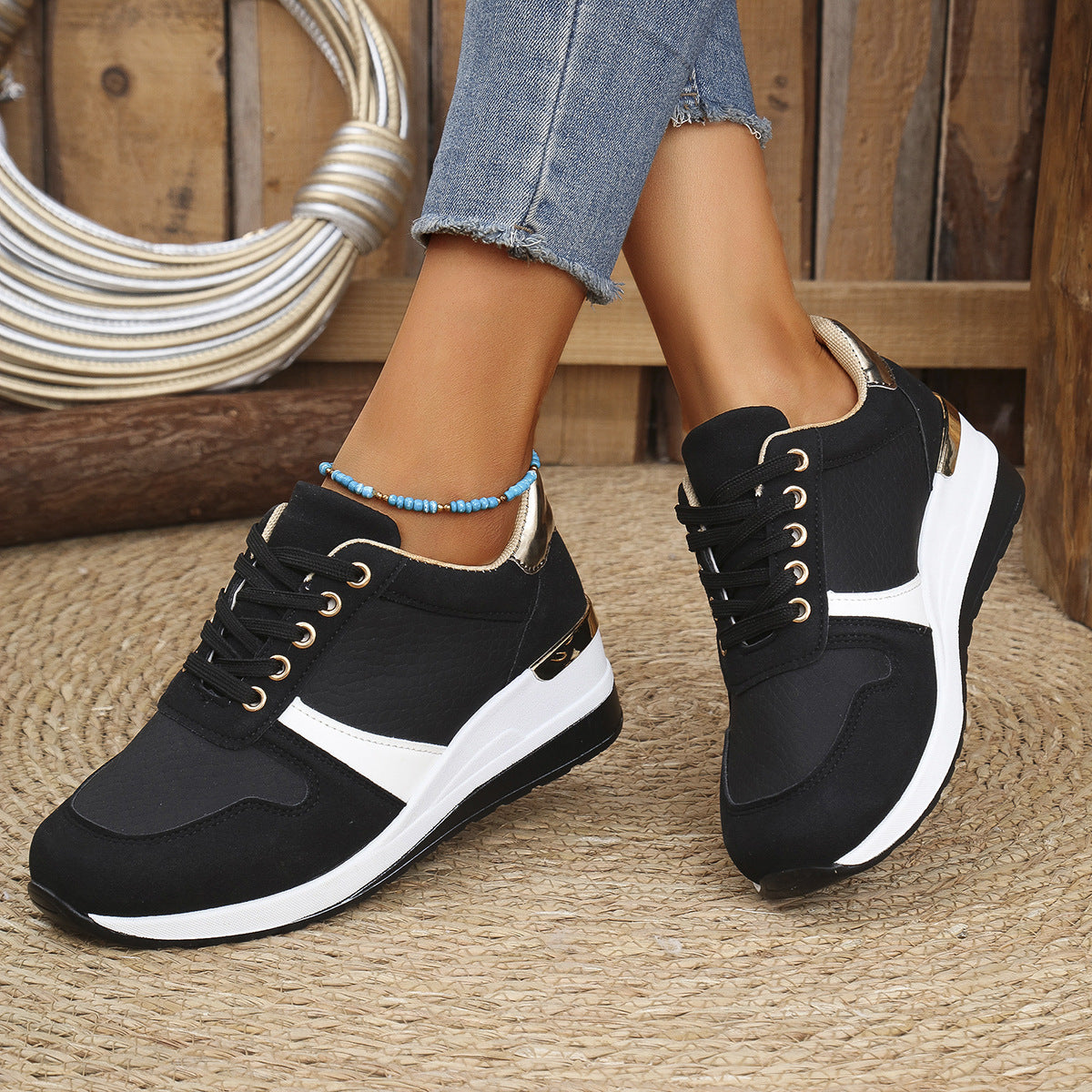 Women's Plus Size Casual Sneakers - Lace-Up Comfortable Athletic Shoes