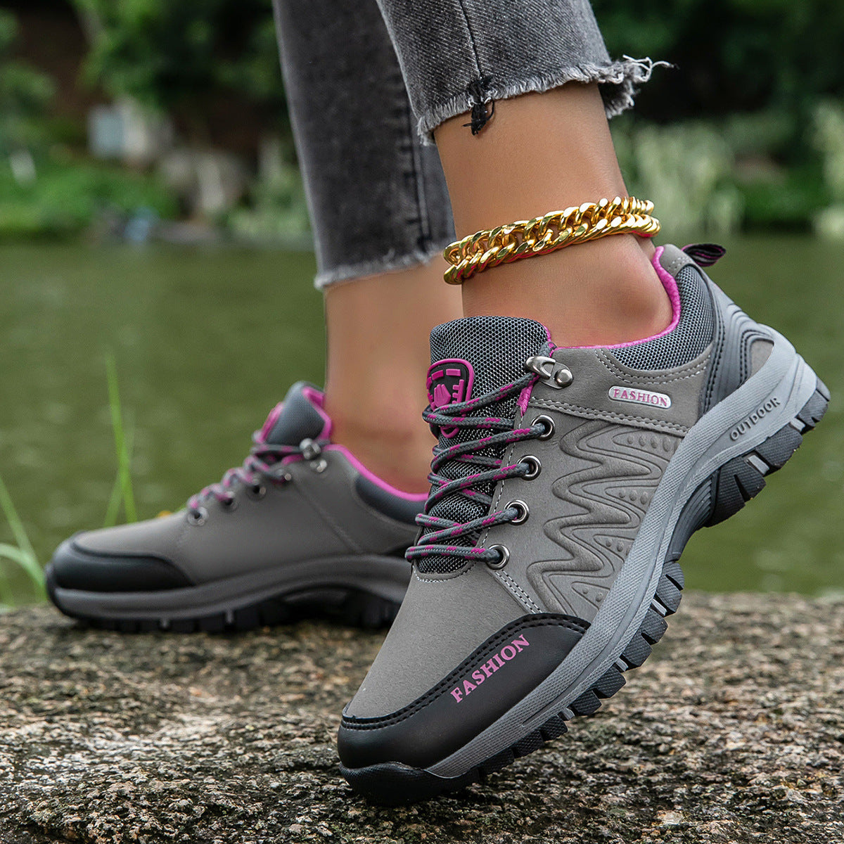Women's Leather Platform Sneakers - Breathable Lightweight Casual Shoes