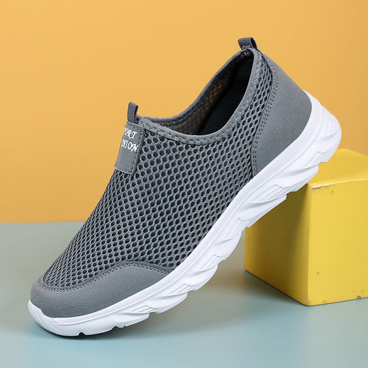 Large Size Mesh Casual Sneakers - Low-Top Comfortable Shoes