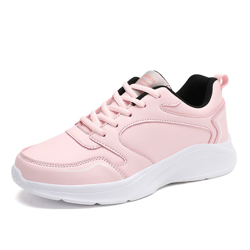Women's Waterproof Leather Sneakers - Casual Flat Platform Shoes