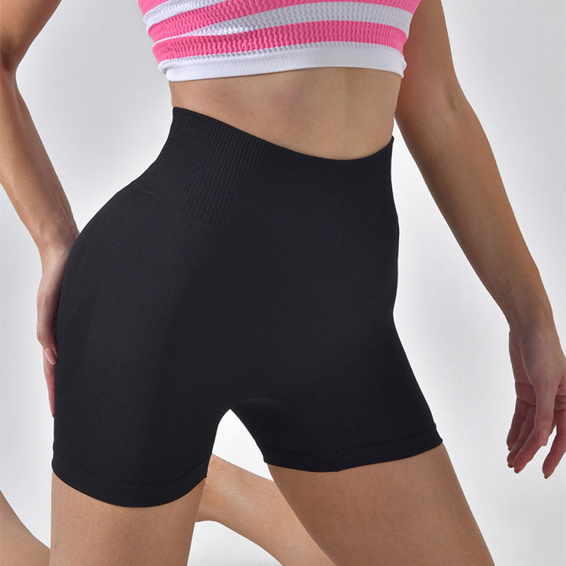 Women's Striped Yoga Shorts - High Waist Hip-Lifting Sports Leggings